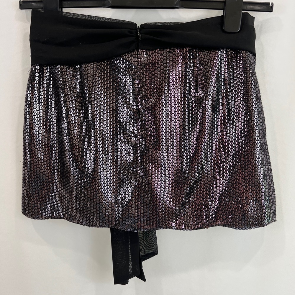 Faith Connexion Black‎ Sequined Mini Skirt With Scalloped Hem NWOT - Picture 2 of 5